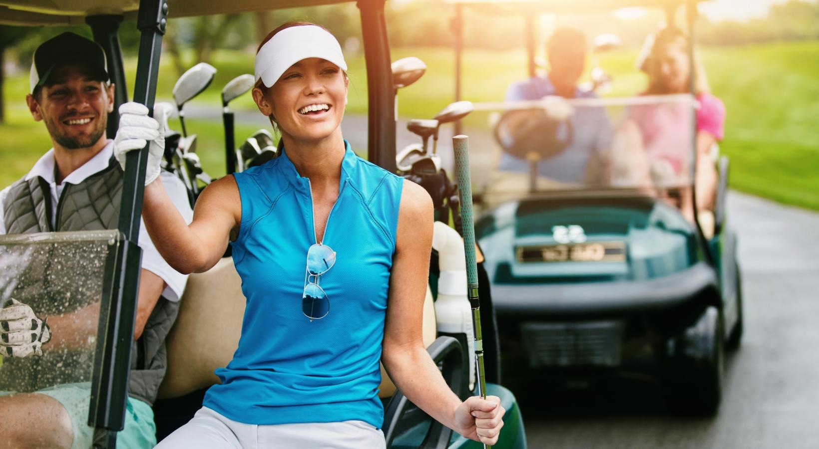 A beautiful community at the heart of all your passions people on golf carts