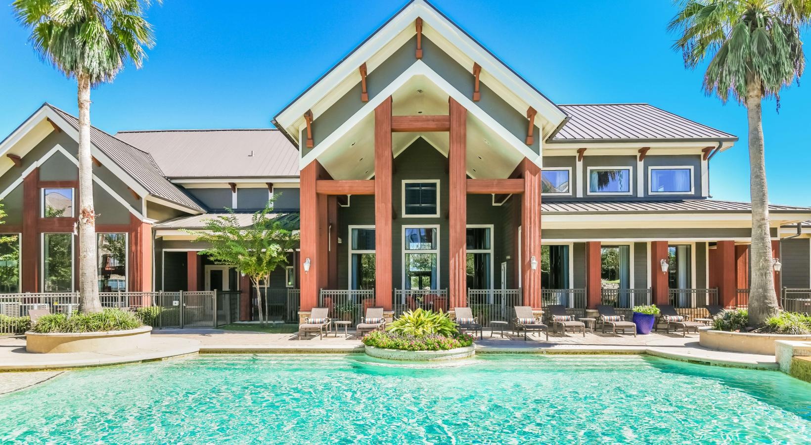 Relax and unwind poolside large, outdoor swimming pool