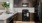 a kitchen with black appliances