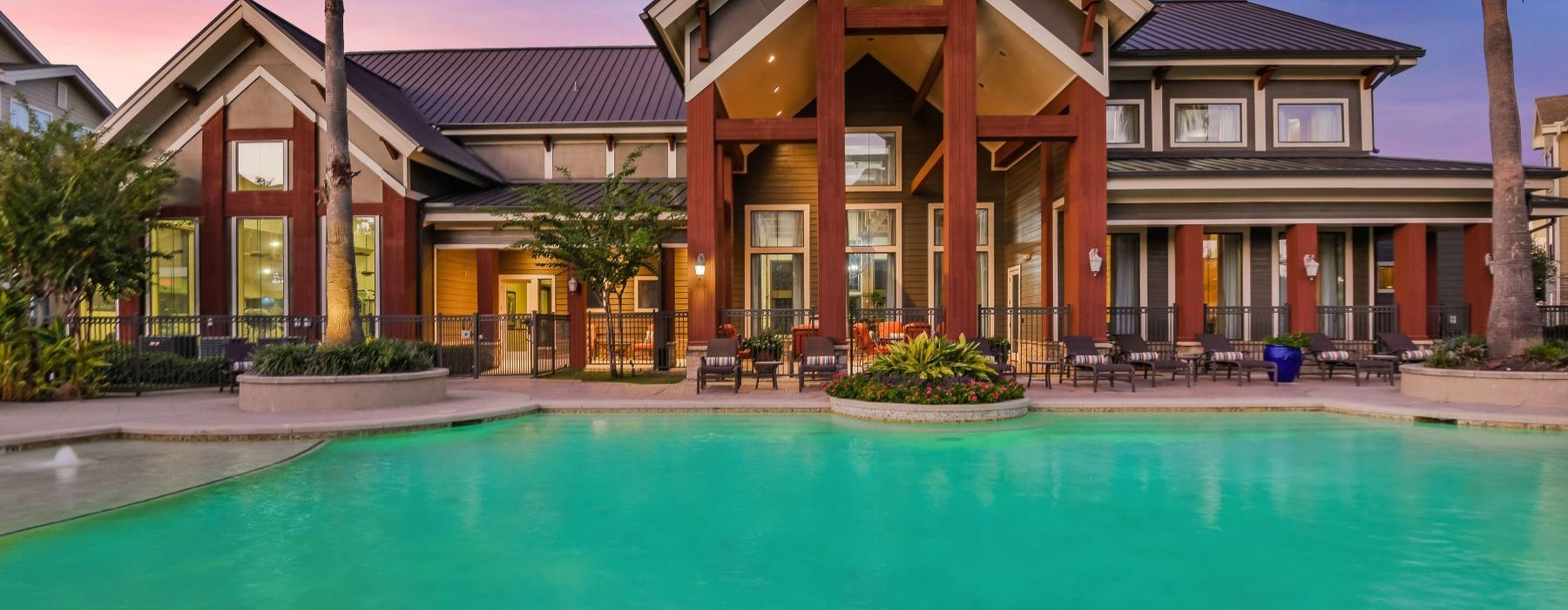 large pool in front of clubhouse