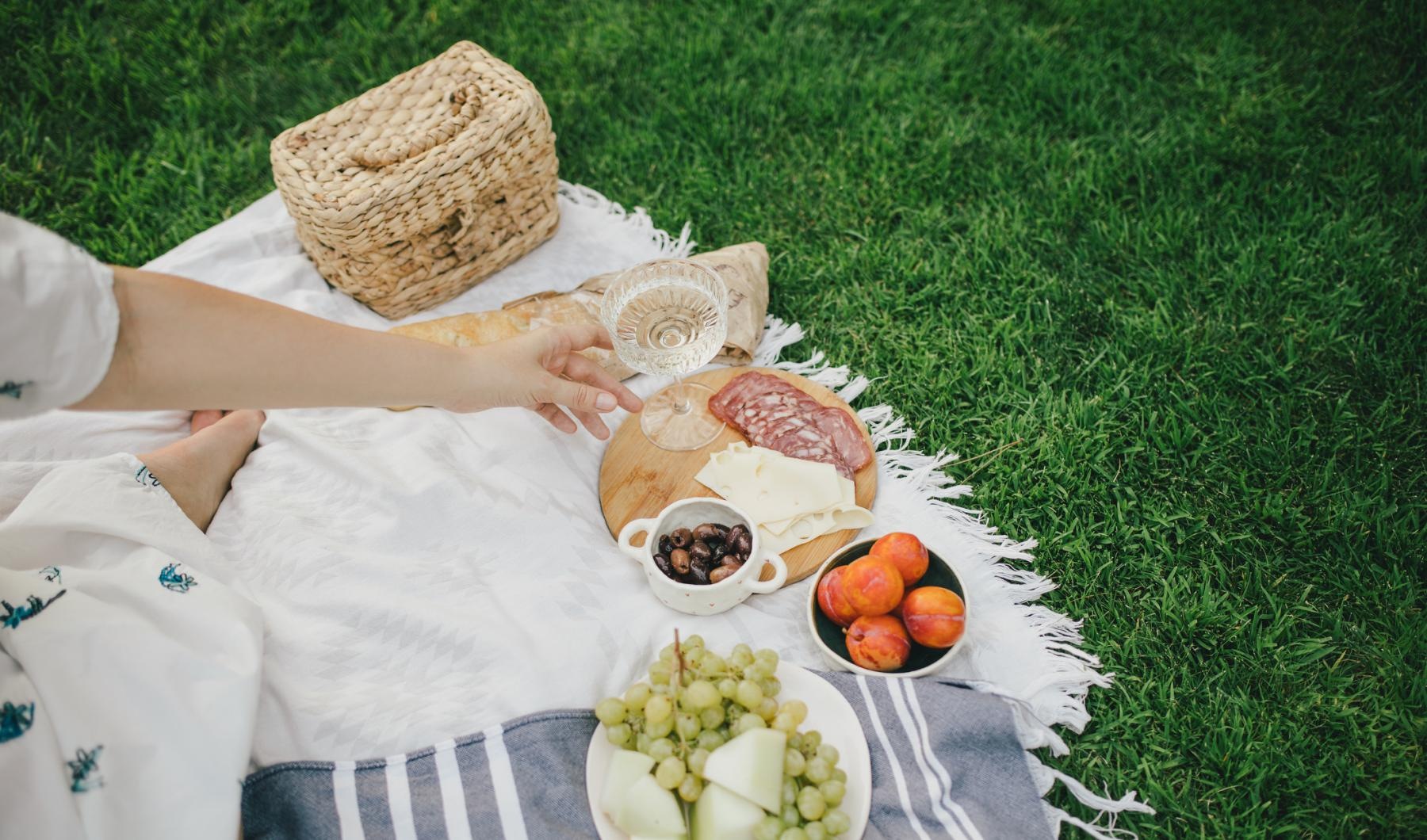 woman picnic on grass lawn