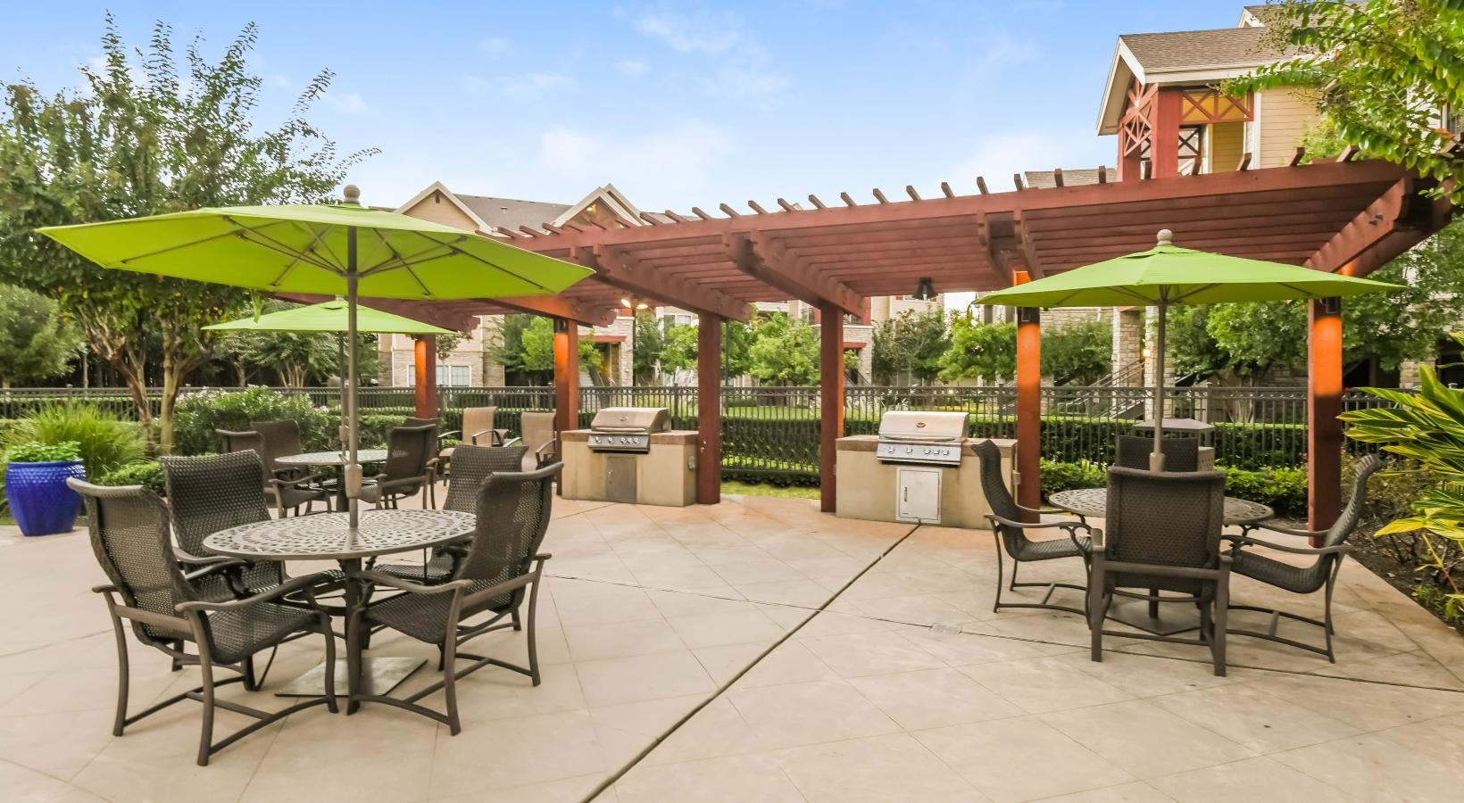 Enjoy our resident-only features grill pad and eating area